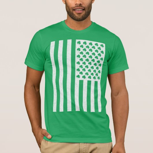 シャムロックアメリカ国旗St patricks dayシャツ Tシャツ (正面)