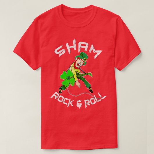 シャムロックアンドロールシャムロックギターラバーセントパトリック Tシャツ (デザイン正面)