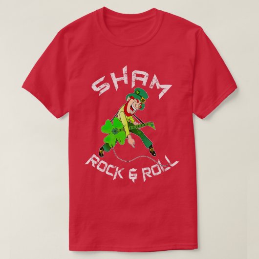 シャムロックアンドロールシャムロックギターラバーセントパトリック Tシャツ (デザイン正面)