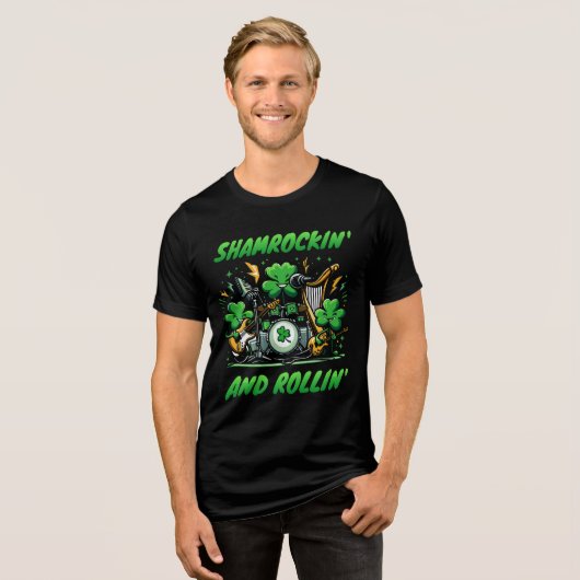シャムロックインとローリン – St. Patrick's Day Band トライブレンドＴシャツ (正面全面)