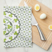 シャムロックインスパイアセルティックパターン聖パトリックの日 キッチンタオル (四つ折り)