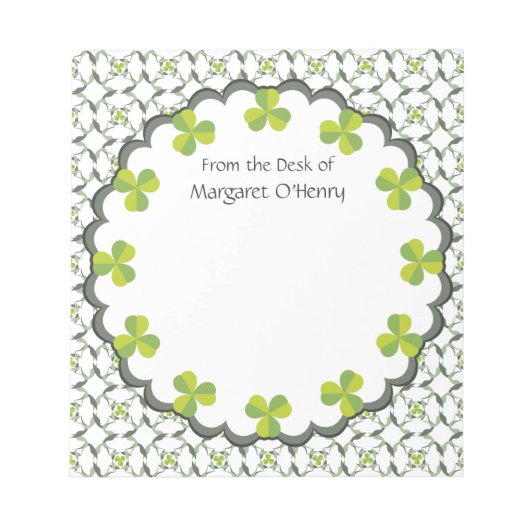 シャムロックインスパイアセロパーソナライズされたト ノートパッド (正面)