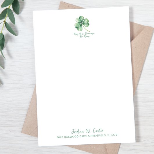 シャムロックウォーターカラーセントパットアイリッシュ賛美ズグリーン サンキューカード