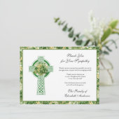 シャムロックカトリックのアイルランドのケルト十字の弔意 サンキューカード (スタンド正面)