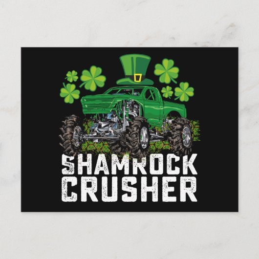 シャムロッククラッシャーSt patricks dayモンスタートラック ポストカード (正面)