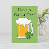 シャムロッククローバーが描かれたアイルランドのビアマグ | 名入れ・メッセージ入り シーズンカード (スタンド正面)