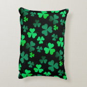 シャムロッククローバーアイリッシュグモダンリーン&ブラック アクセントクッション (裏面(縦))
