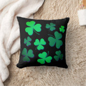 シャムロッククローバーアイリッシュグモダンリーン&ブラック クッション (ブランケット)