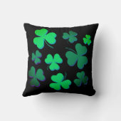 シャムロッククローバーアイリッシュグモダンリーン&ブラック クッション (裏面)