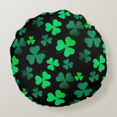 シャムロッククローバーアイリッシュグモダンリーン&ブラック ラウンドクッション (裏面)