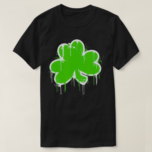 シャムロッククローバーグラフィティアートSt patricks day Tシャツ (デザイン正面)