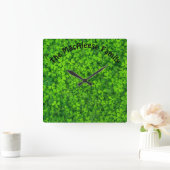 シャムロッククローバーズグリーンアイルランド記号アイルランド スクエア壁時計 (ホーム)