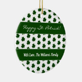 シャムロッククローバーズパターンハッピーセントパトリックカスタム セラミックオーナメント (右)