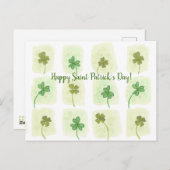 シャムロッククローバーパッチワークウォーターカラーはがき ポストカード (正面/裏面)