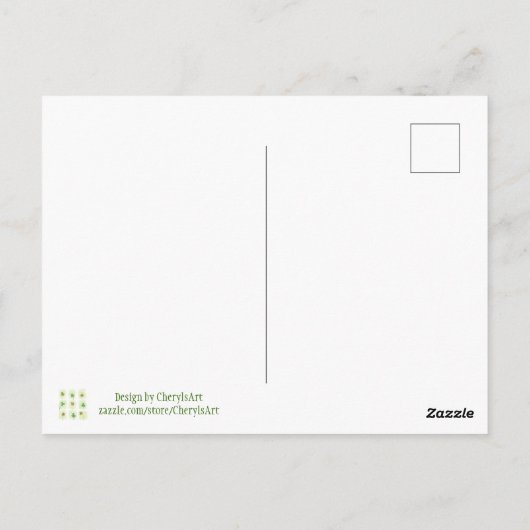 シャムロッククローバーパッチワークウォーターカラーはがき ポストカード (裏面)