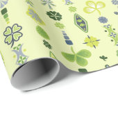 シャムロッククローバーフローラミニマリストパターン ラッピングペーパー (ロールコーナー)