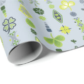 シャムロッククローバーフローラミニマリストパターン ラッピングペーパー (ロールコーナー)