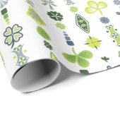 シャムロッククローバーフローラミニマリストパターン ラッピングペーパー (ロールコーナー)