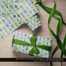 シャムロッククローバーフローラミニマリストパターン ラッピングペーパー