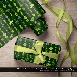 シャムロッククローバーフローラミニマリストパターン ラッピングペーパー