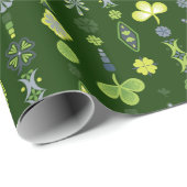 シャムロッククローバーフローラミニマリストパターン ラッピングペーパー (ロールコーナー)