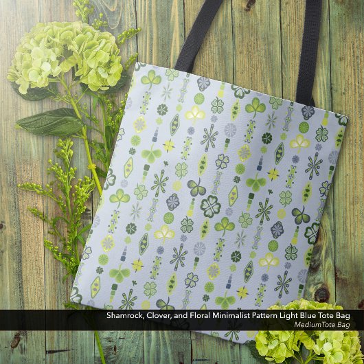 シャムロッククローバーミニマルパタモダンーンブルー トートバッグ