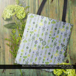 シャムロッククローバーミニマルパタモダンーンブルー トートバッグ