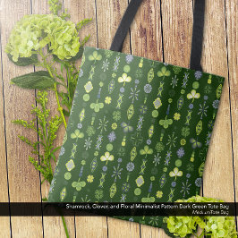 シャムロッククローバーミニマルパタモダンーン（濃い緑） トートバッグ