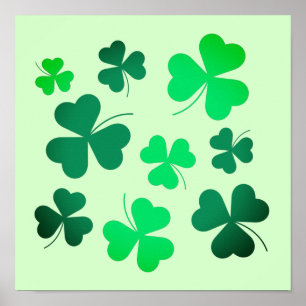 シャムロッククローバーリーフアイルランドアイリッシュSt patricks day ポスター