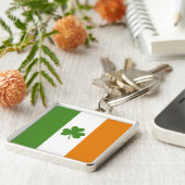 シャムロッククローバー付き聖パトリックの日アイルランド国旗 キーホルダー (側面)