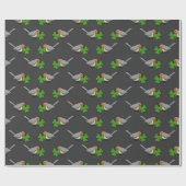 シャムロッククローバー漫画と可愛いロビン ラッピングペーパー (フラット)