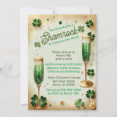 シャムロックグリッターセントパトリックの日パーティーフェスト 招待状 (正面)