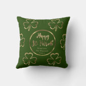 シャムロックグリーンと金ゴールドアイリッシュセントパトリック クッション (裏面)