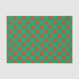 シャムロックグリーンの背景に描かれたブラウンのバスケットボール 薄葉紙