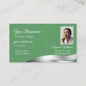 シャムロックグリーンウェーブシルバーデコールイニシャル写真 名刺 (裏面)