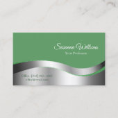 シャムロックグリーンウェーブシルバーデコールイノベーティブ 名刺 (正面)