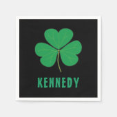 シャムロックグリーンクローバーアイルランドセルティックアイリッシュ名 スタンダードカクテルナプキン (正面)