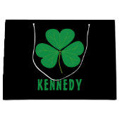 シャムロックグリーンクローバーアイルランドセルティックアイリッシュ名 ラージペーパーバッグ (正面)
