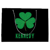 シャムロックグリーンクローバーアイルランドセルティックアイリッシュ名 ラージペーパーバッグ (裏面)