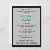 シャムロックグリーンストライプシルバーバーオンブラック(ユダヤ教の)バル・ミツバー 招待状 (正面)