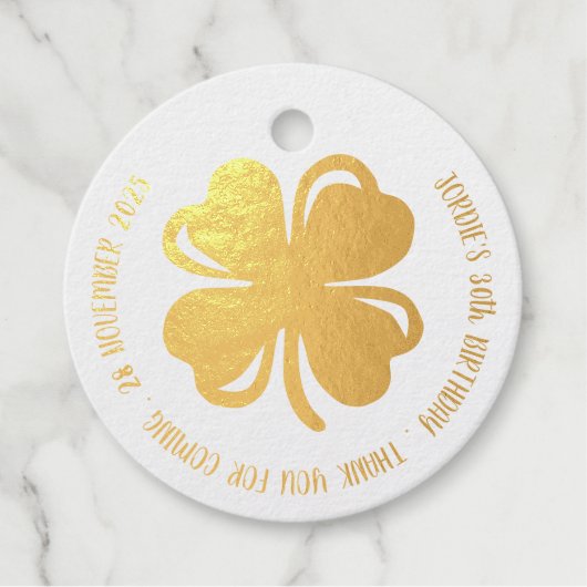 シャムロックグリーンフォーリーフクローバーラッキー誕生日 フェイバータグ (正面)