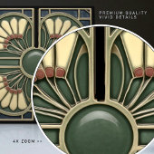 シャムロックグリーン抽象芸術ミッドセンチュリースタイル タイル