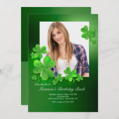 シャムロックスに水滴を落とすフォト招待状 招待状 (正面/裏面)