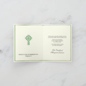 シャムロックスアイリッシュケルト十字ピンクのバラの弔意 サンキューカード (内部)