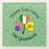 シャムロックスコットライオンアイルランドUSAフラパーソナライズされたグ ガラスコースター (正面)