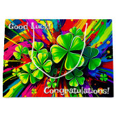 [シャムロックスプラッシュ]レインボーカラー絵を描（ばちゃばちゃ）跳ねる ラージペーパーバッグ (正面)