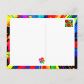 シャムロックスプラッシュ レインボーペイントスプラッター 幸運を祈って ポストカード (裏面)