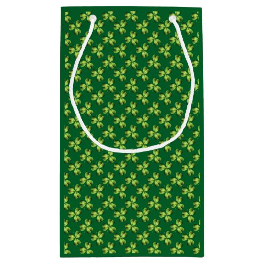 シャムロックスリーリーフクローバーグラフィック スモールペーパーバッグ (裏面)