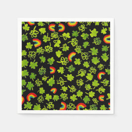 シャムロックスレインボーズウォーターカラーアイルランドST PATRICKS スタンダードカクテルナプキン