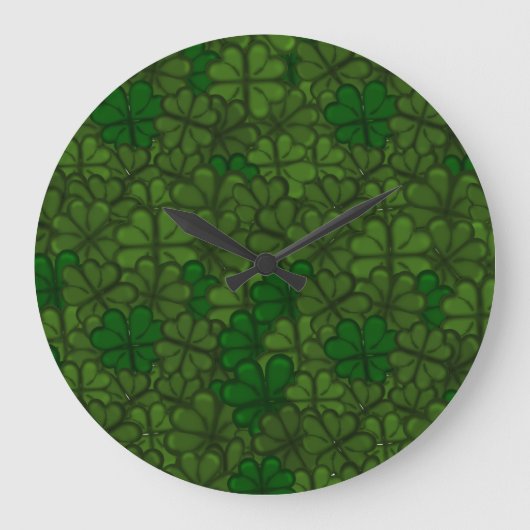 シャムロックズデジタルアートパターンSt patricks ラージ壁時計 (正面)